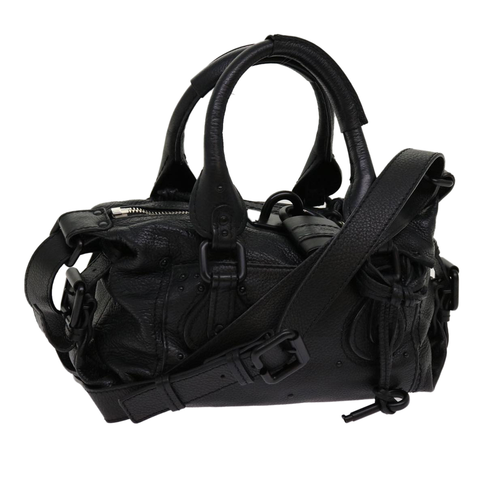 Chloe Paddington Hand Bag Leather 2way Black 04 06 53 Auth yk11349